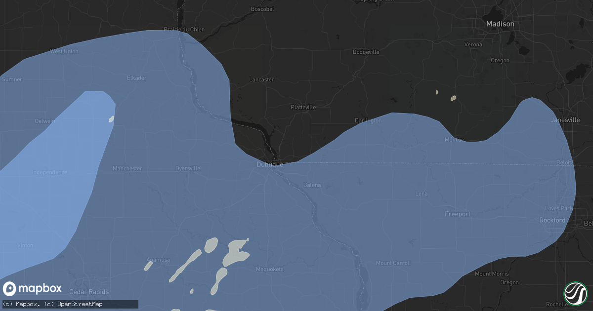 Hail map in Hazel Green, WI on June 11, 2026