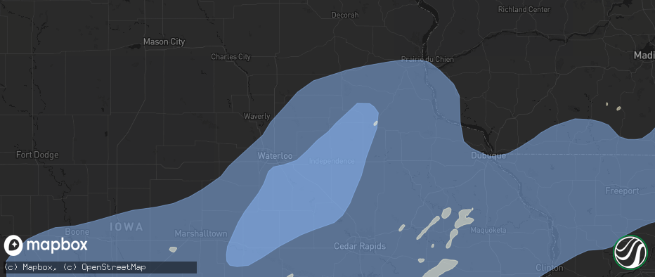 Hail map in Hazleton, IA on June 11, 2026