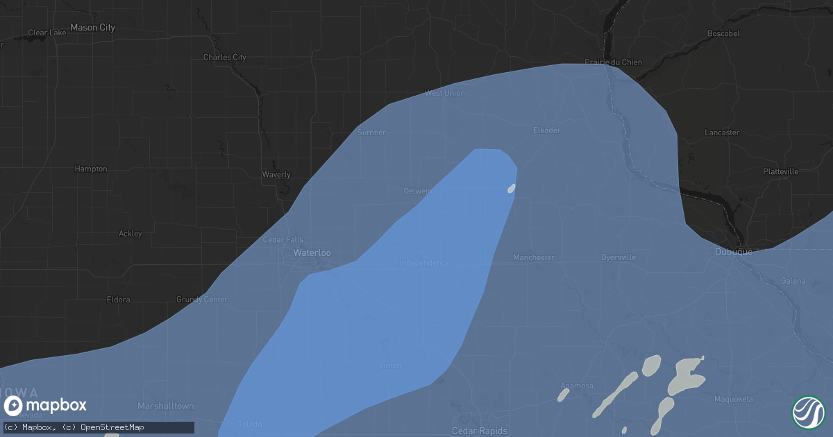 Hail map in Hazleton, IA on June 11, 2026