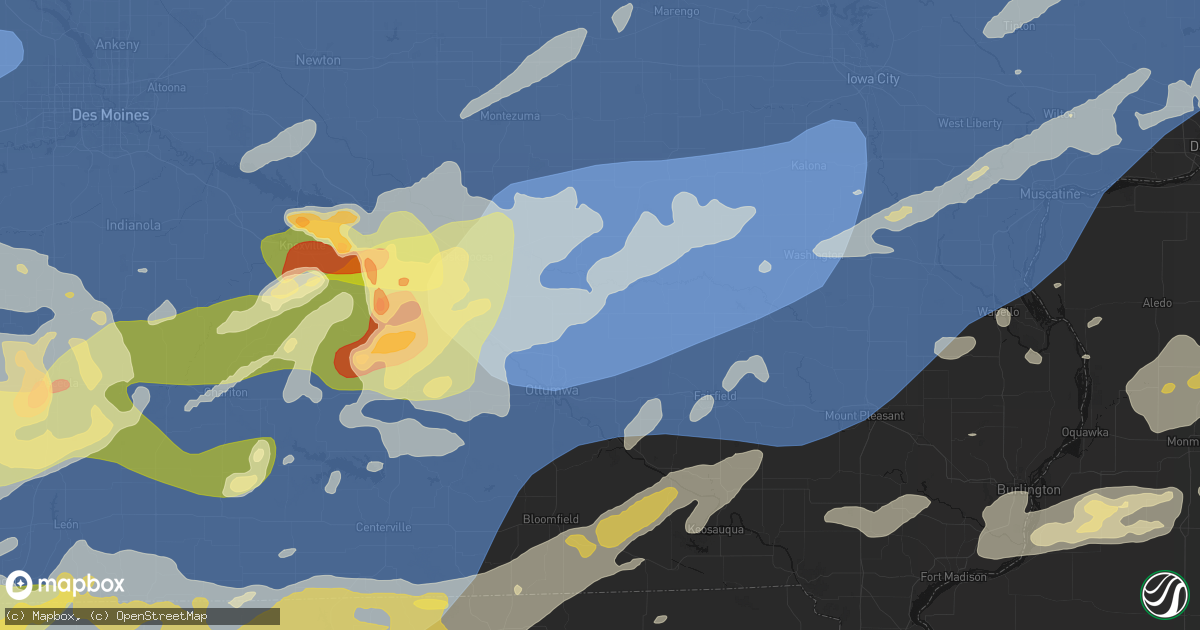 Hail map in Hedrick, IA on June 11, 2026