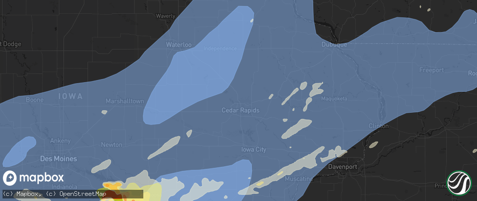 Hail map in Hiawatha, IA on June 11, 2026