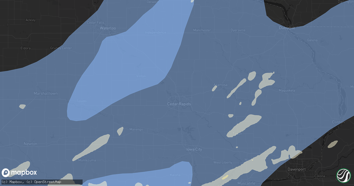 Hail map in Hiawatha, IA on June 11, 2026