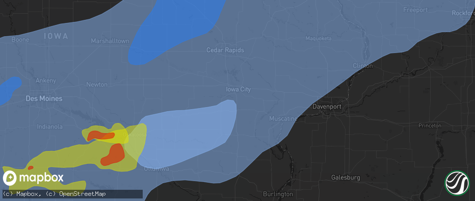 Hail map in Hills, IA on June 11, 2026