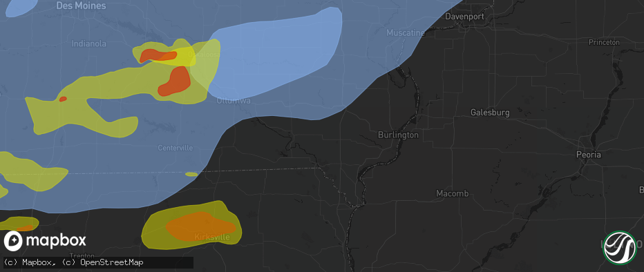 Hail map in Hillsboro, IA on June 11, 2026