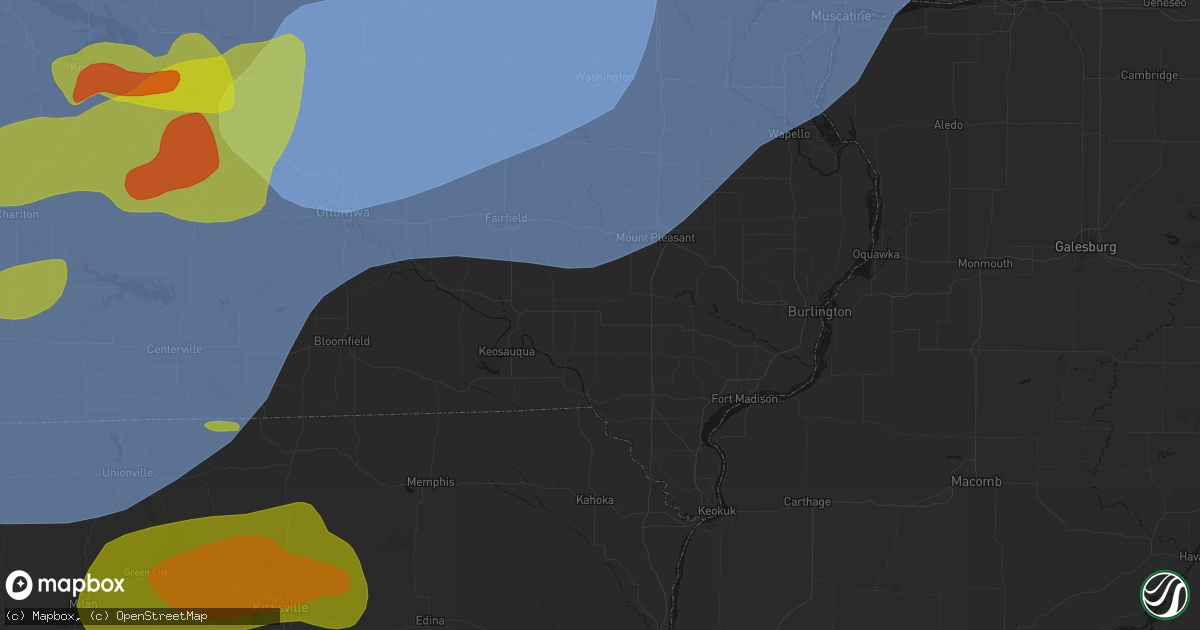 Hail map in Hillsboro, IA on June 11, 2026