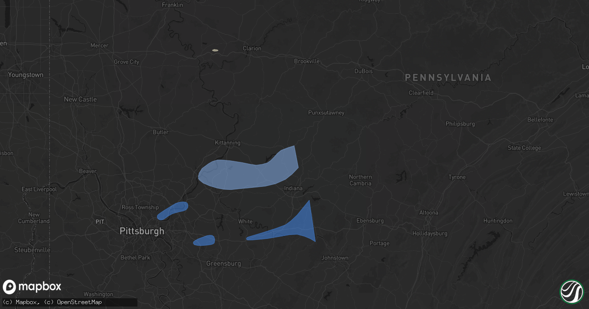 Hail map in Home, PA on June 11, 2026