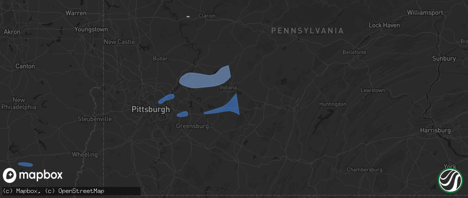 Hail map in Homer City, PA on June 11, 2026