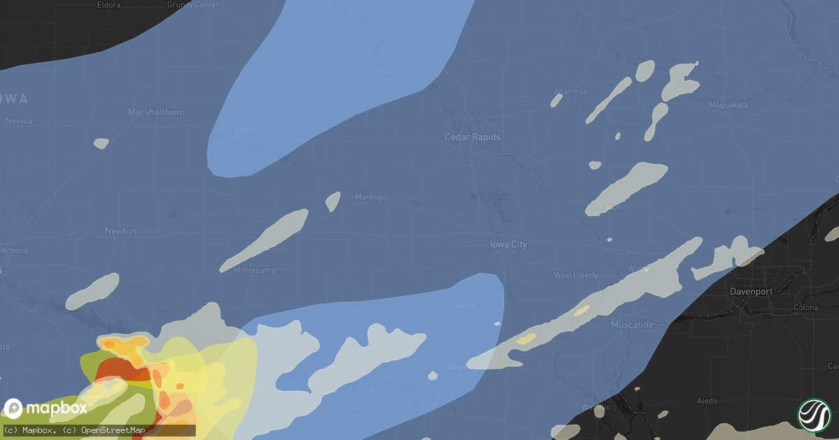 Hail map in Homestead, IA on June 11, 2026