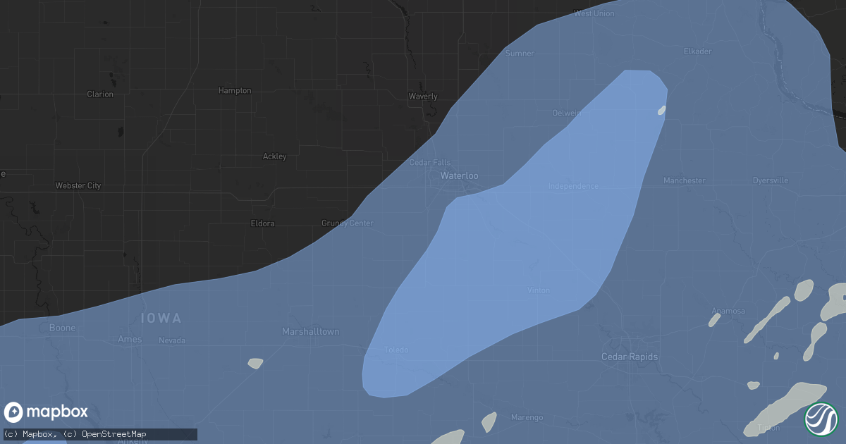 Hail map in Hudson, IA on June 11, 2026