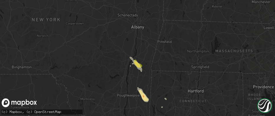 Hail map in Hudson, NY on June 11, 2026