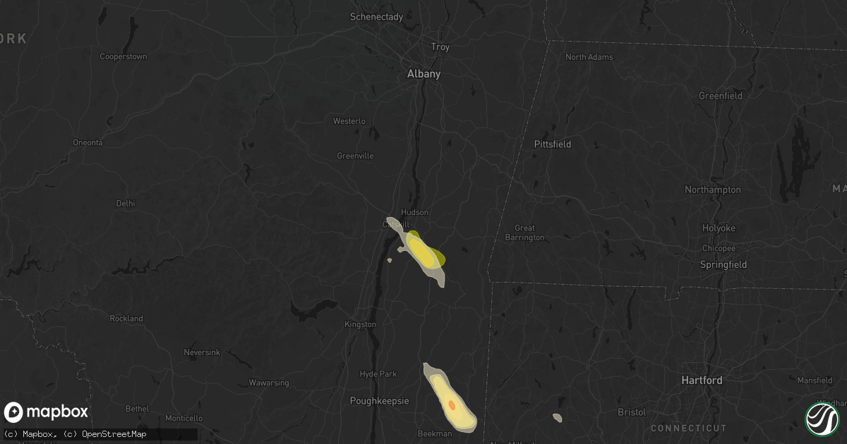 Hail map in Hudson, NY on June 11, 2026