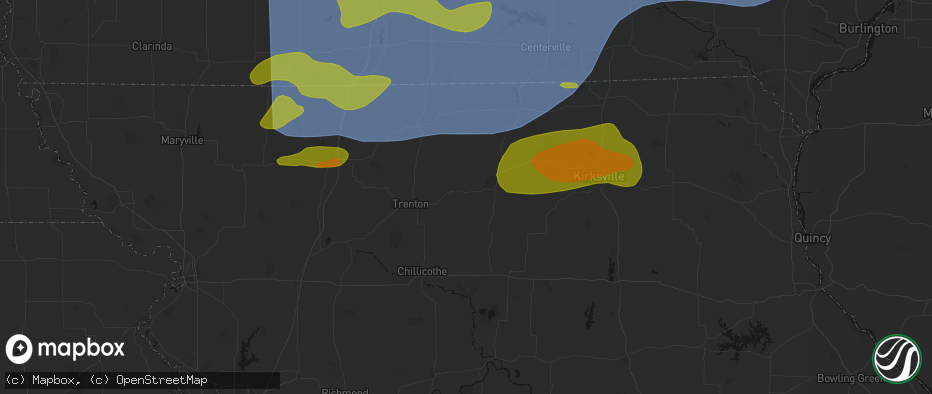 Hail map in Humphreys, MO on June 11, 2026
