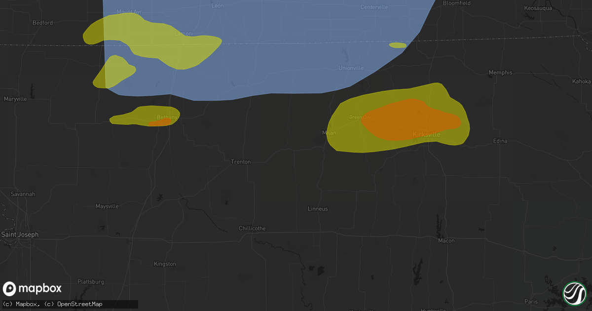 Hail map in Humphreys, MO on June 11, 2026