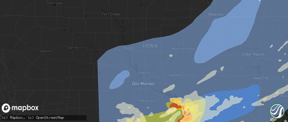 Hail map in Huxley, IA on June 11, 2026