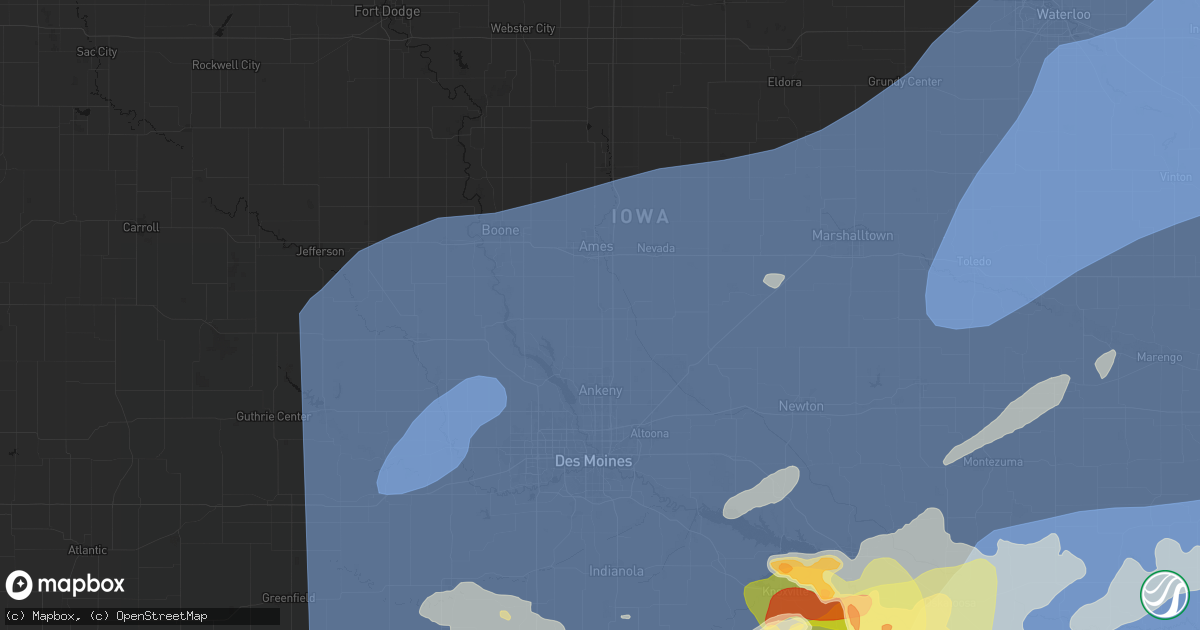 Hail map in Huxley, IA on June 11, 2026