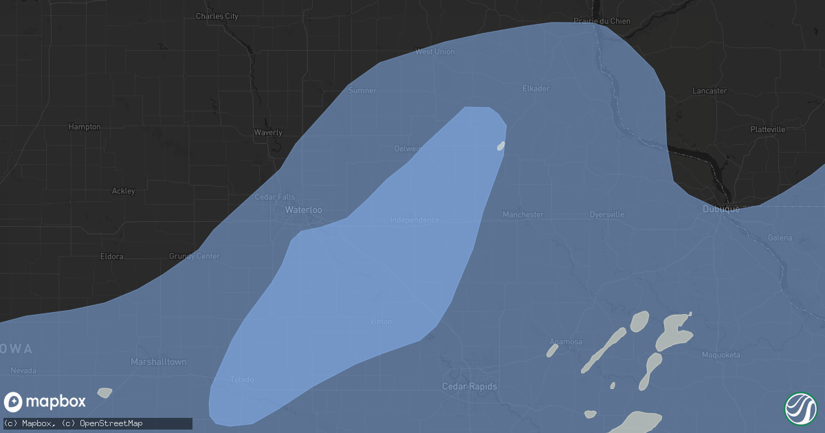 Hail map in Independence, IA on June 11, 2026