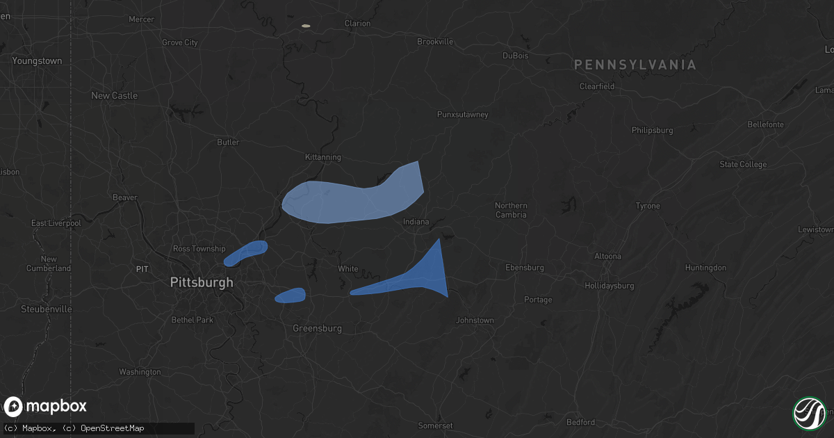 Hail map in Indiana, PA on June 11, 2026