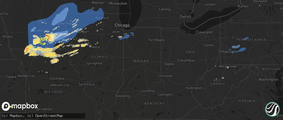 Hail map in Indiana on June 11, 2026