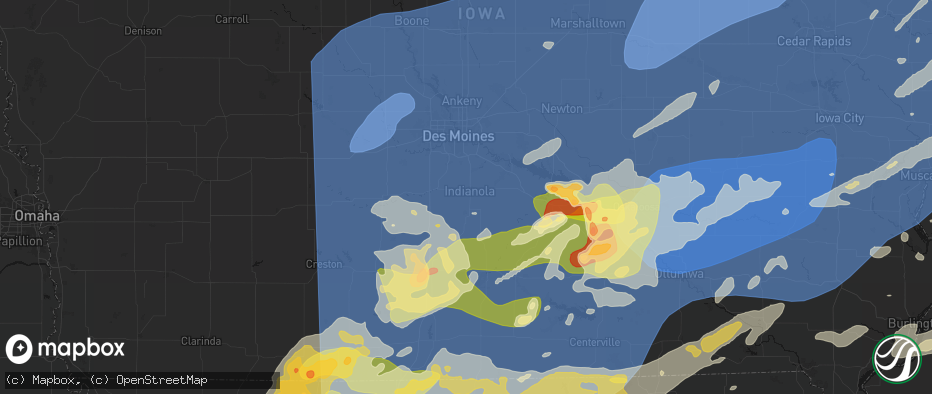 Hail map in Indianola, IA on June 11, 2026