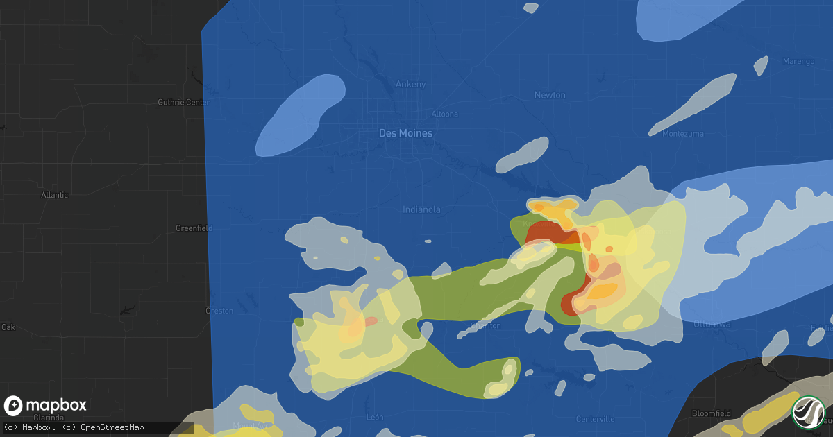 Hail map in Indianola, IA on June 11, 2026