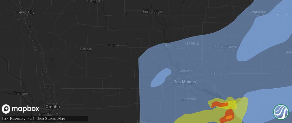 Hail map in Jamaica, IA on June 11, 2026