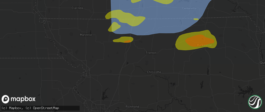 Hail map in Jameson, MO on June 11, 2026