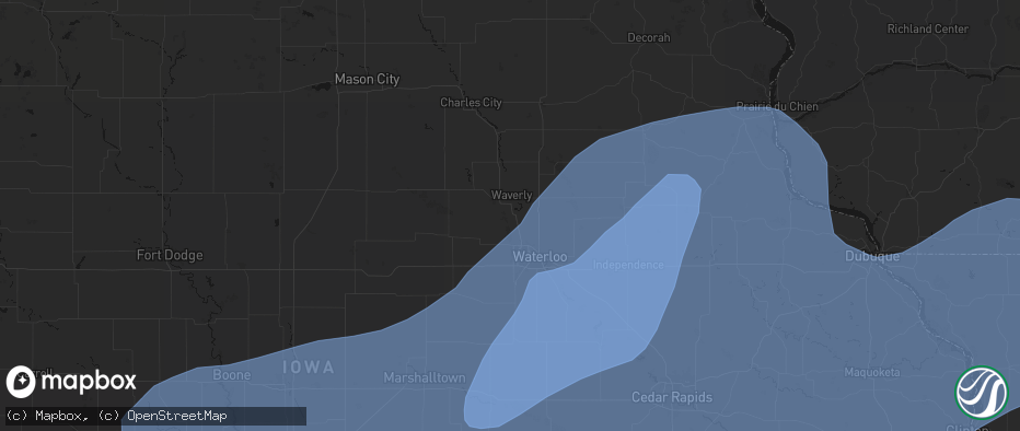 Hail map in Janesville, IA on June 11, 2026