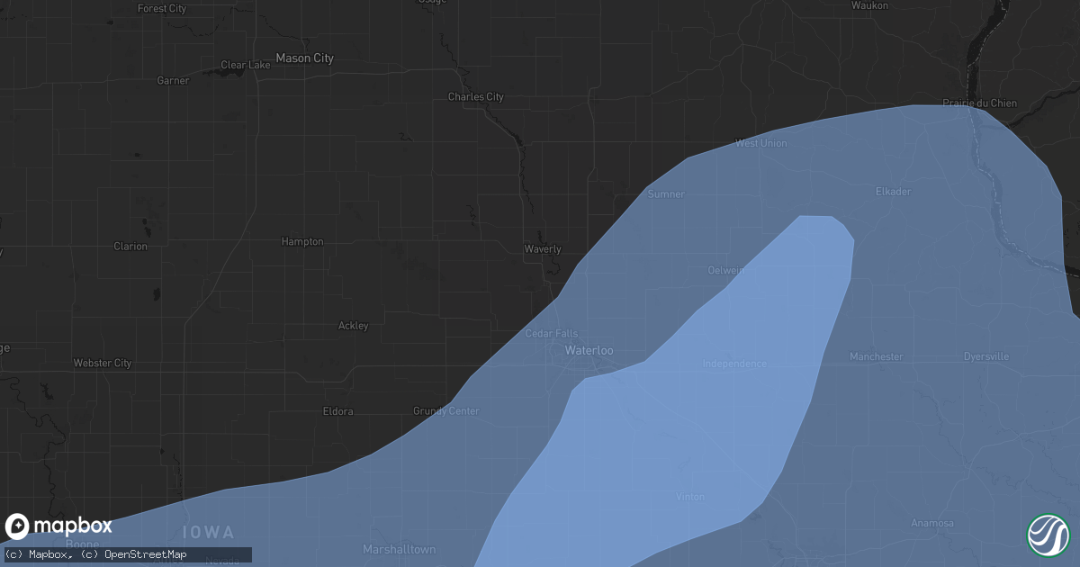 Hail map in Janesville, IA on June 11, 2026