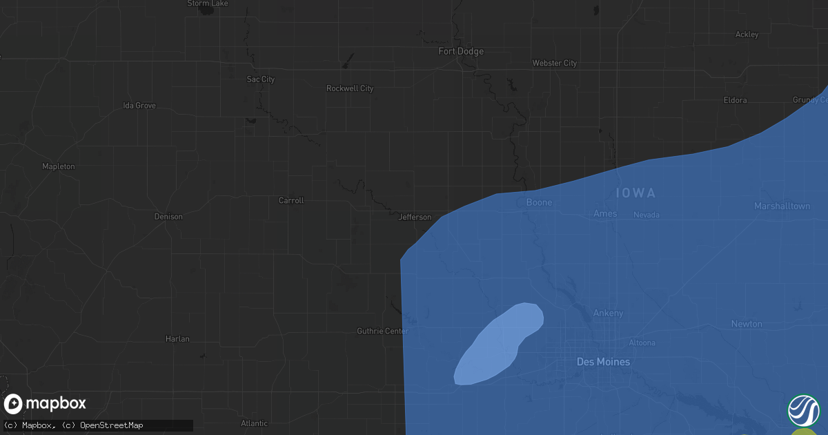 Hail map in Jefferson, IA on June 11, 2026