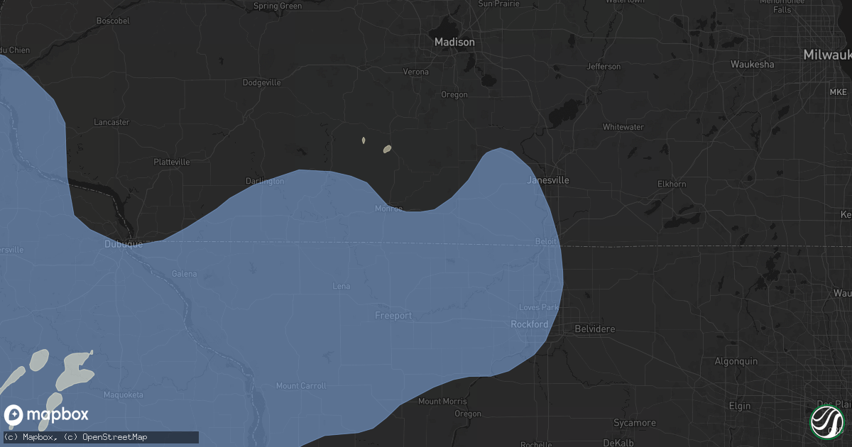 Hail map in Juda, WI on June 11, 2026