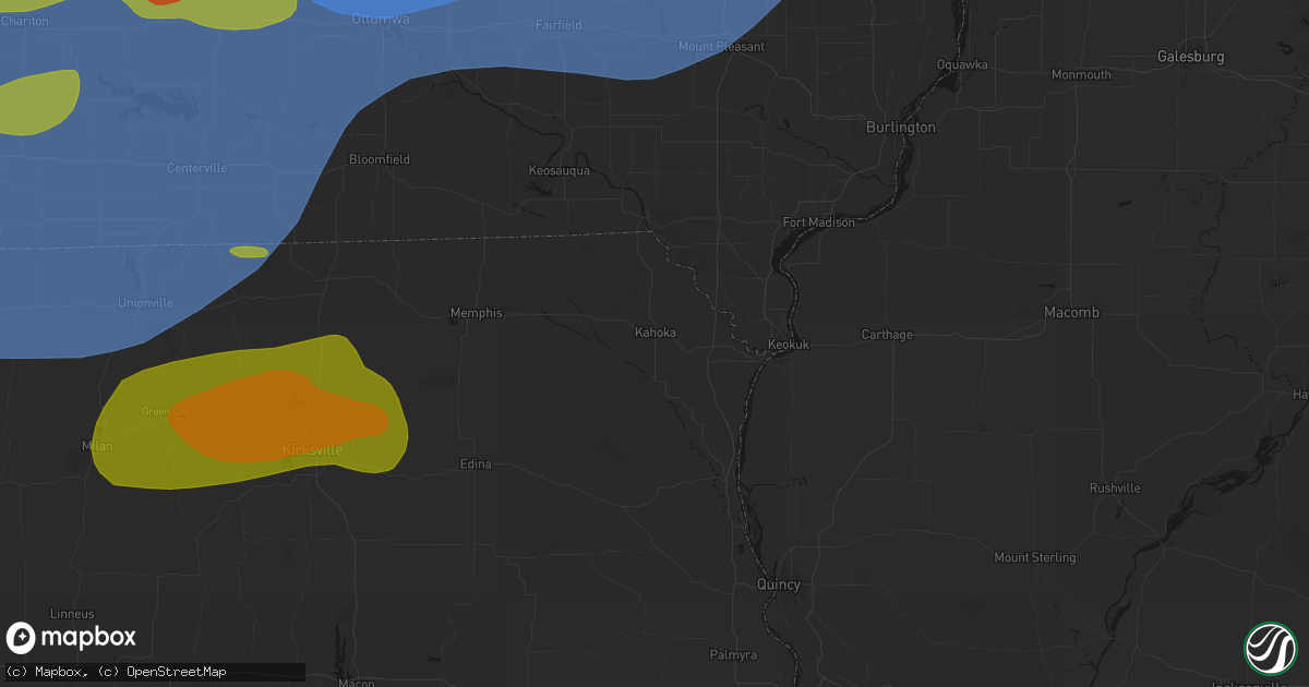 Hail map in Kahoka, MO on June 11, 2026