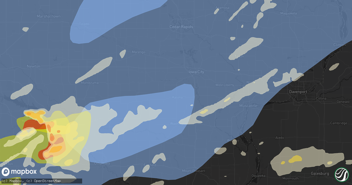 Hail map in Kalona, IA on June 11, 2026