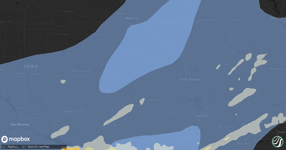 Hail map in Keystone, IA on June 11, 2026