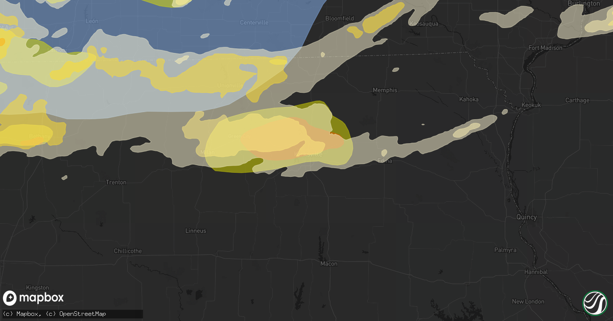 Hail map in Kirksville, MO on June 11, 2026
