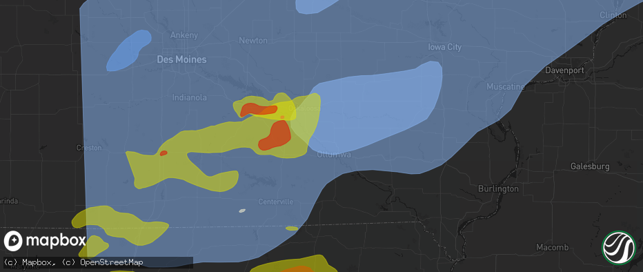 Hail map in Kirkville, IA on June 11, 2026