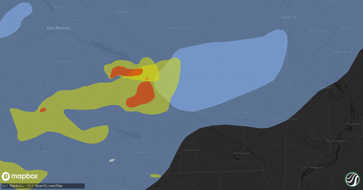 Hail map in Kirkville, IA on June 11, 2026