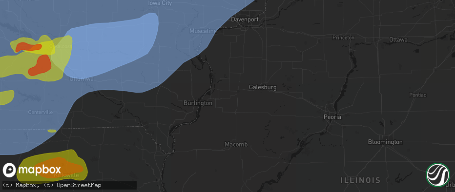 Hail map in Kirkwood, IL on June 11, 2026