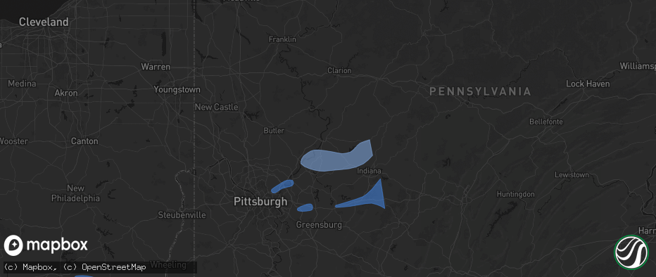 Hail map in Kittanning, PA on June 11, 2026