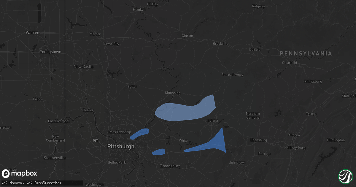 Hail map in Kittanning, PA on June 11, 2026