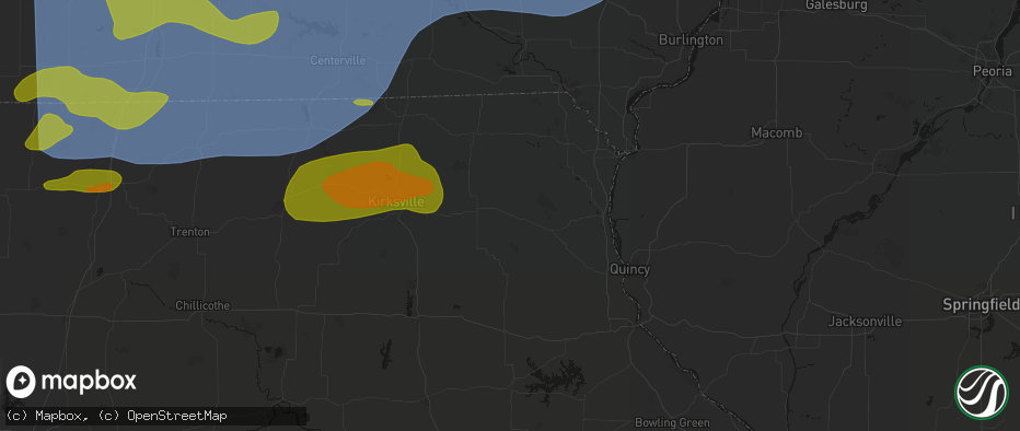 Hail map in Knox City, MO on June 11, 2026