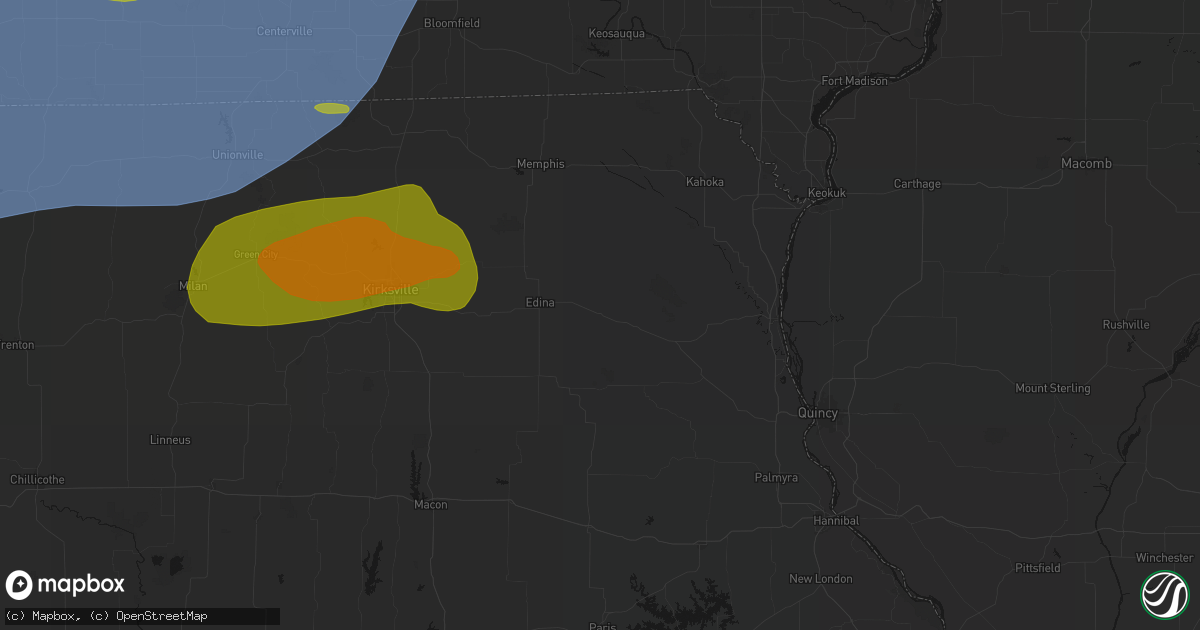 Hail map in Knox City, MO on June 11, 2026