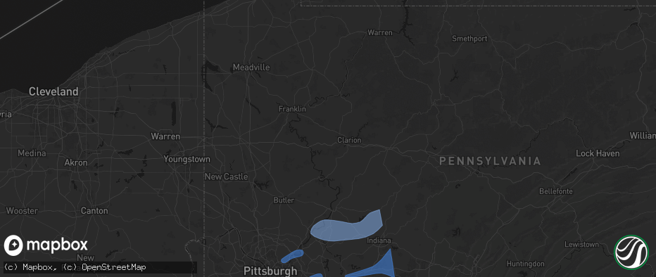 Hail map in Knox, PA on June 11, 2026