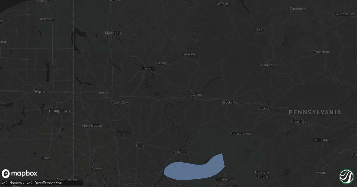 Hail map in Knox, PA on June 11, 2026