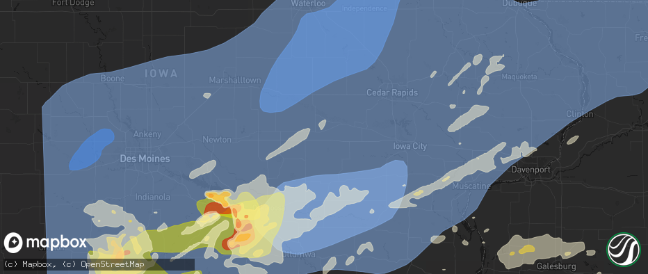 Hail map in Ladora, IA on June 11, 2026