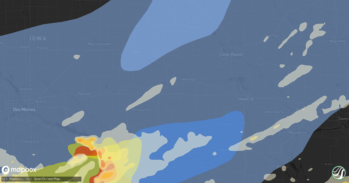 Hail map in Ladora, IA on June 11, 2026