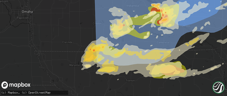 Hail map in Lamoni, IA on June 11, 2026