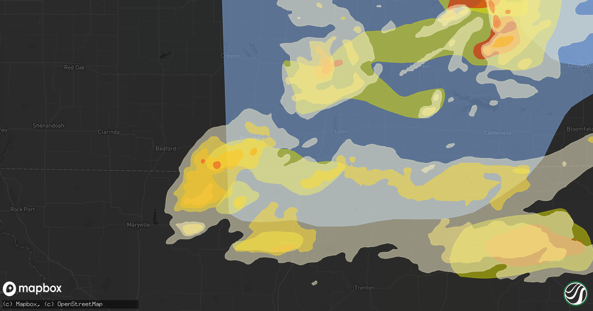 Hail map in Lamoni, IA on June 11, 2026