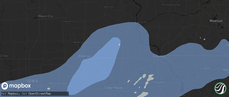 Hail map in Lamont, IA on June 11, 2026