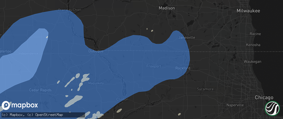 Hail map in Lena, IL on June 11, 2026