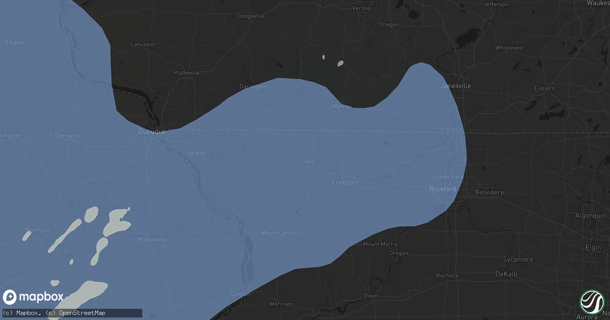 Hail map in Lena, IL on June 11, 2026